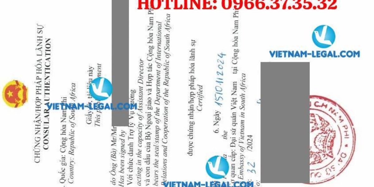 Legalization result of Certificate of Marital Status issued in South