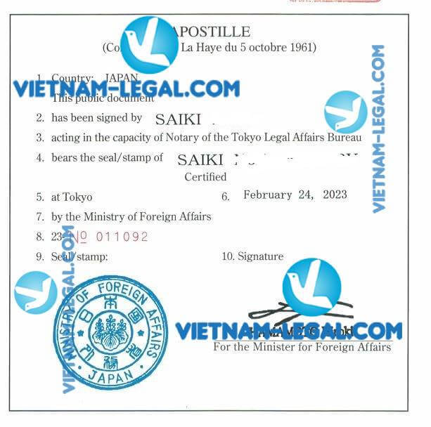 Kết quả Apostille Bằng Thạc sĩ của Nhật Bản sử dụng tại Hàn Quốc ngày 24 3 2023