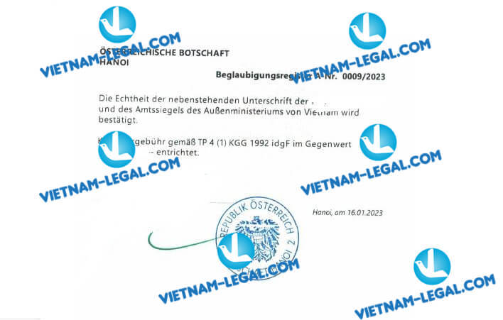 Kết quả chứng nhận lãnh sự Bằng THPT cấp tại Việt Nam sử dụng tại Áo ngày 16 1 2023