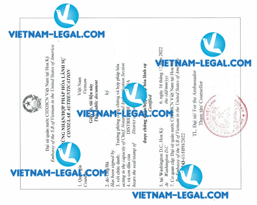 Kết quả hợp pháp hóa TESOL cấp tại Mỹ sử dụng tại Việt Nam ngày 16 12 2022