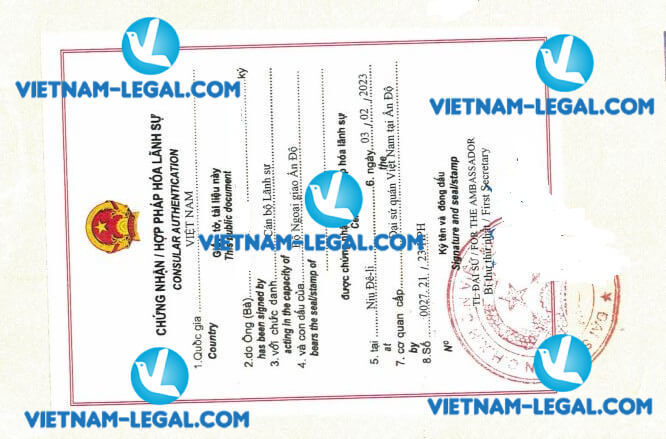 Kết quả hợp pháp hóa lãnh sự Bằng cấp tại Ấn Độ sử dụng tại Việt Nam ngày 3 2 2023