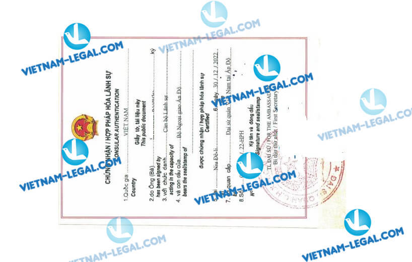 Kết quả hợp pháp hóa lãnh sự Bằng Ấn Độ Sử dụng tại Việt Nam ngày 30 12 2022
