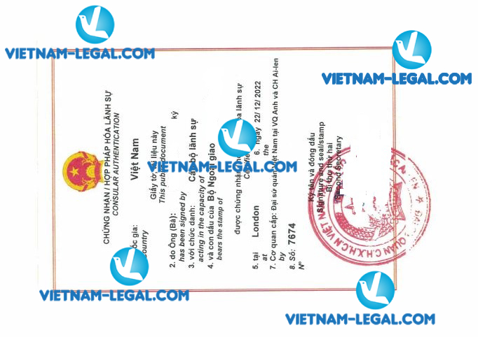 Kết quả hợp pháp hóa Đăng kí kinh doanh cấp tại UK sử dụng tại Việt Nam ngày 22 12 2022