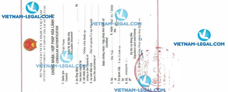 Legalization Result of Australian TESOL Certificate for use in Vietnam on 03 01 2020 2