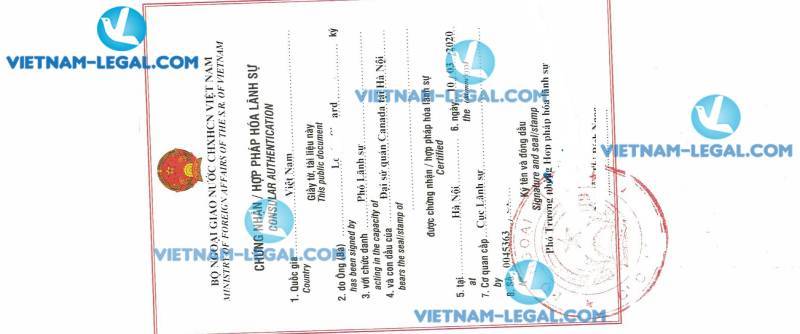Legalization Result of Certification of Marital Status in Canada for use in Vietnam on 10 03 2020