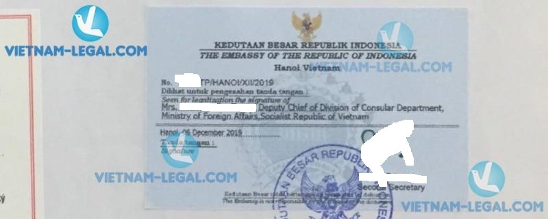 Legalization Result of Company Authorization Letter in Vietnam for use in Indonesia 6th December 2019