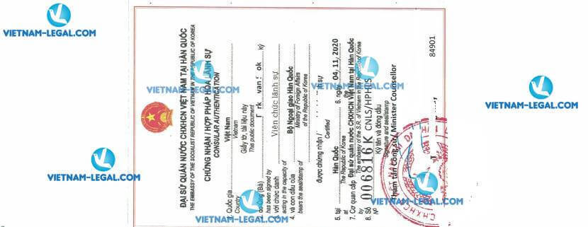Legalization Result of Company Authorization Letter of Korea for use in Vietnam 04 11 2020
