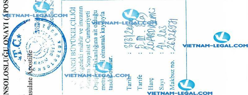 Legalization Result of Company Document in Vietnam use in Turkey on 03 03 2020