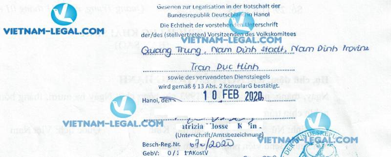 Legalization Result of Courts Decision issued in Vietnam for use in Germany on 10 02 2020