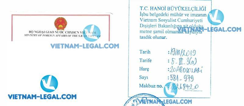 Legalization Result of Exporter Registry Form in Vietnam use in Turkey 19th November 2019