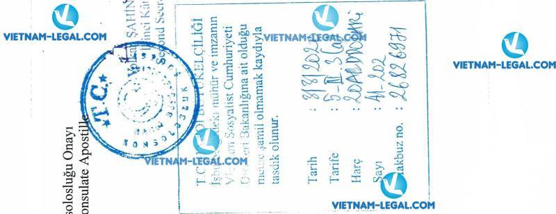 Legalization Result of Exporter Registry Form in Vietnam use in Turkey on 03 03 2020