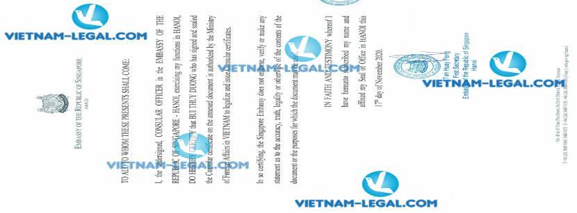 Legalization Result of Passport issued in Vietnam for use in Singapore on 17 11 2020