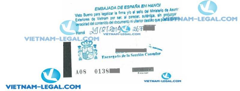 Legalization Result of Residence Confirmation for use in Spain August 2019