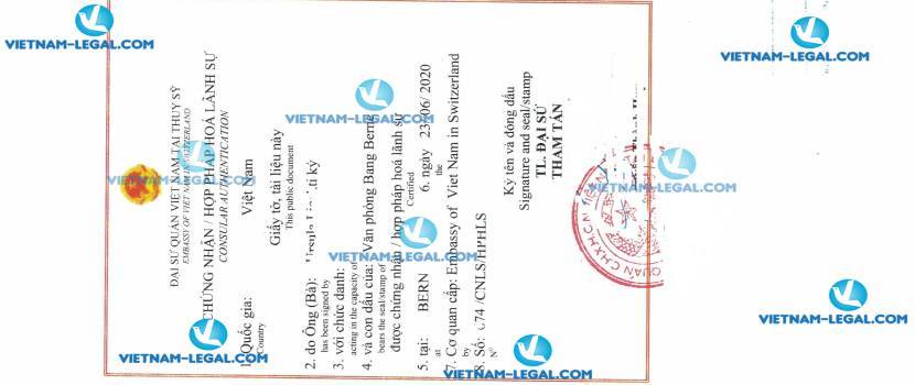 Legalization Result of Seling License issued in Switzerland for use in Vietnam on 23 06 2020