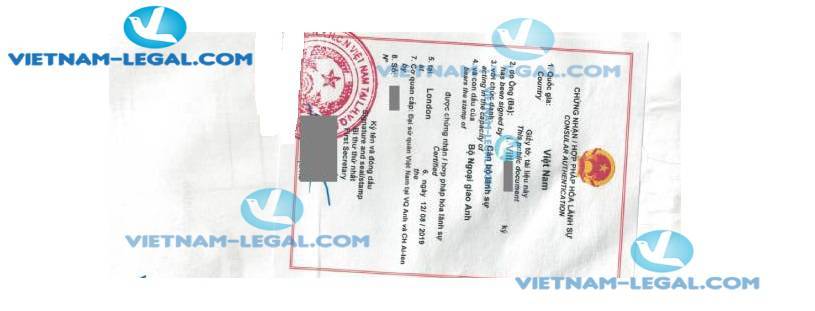 Legalization Result of UK Document for use in Vietnam August 2019