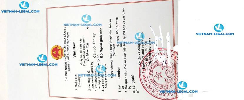 Legalization Result of University Degree in UK for use in Vietnam on 05 10 2020
