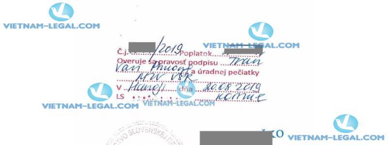 Legalization Result of Vietnamese Document for use in Slovakia August 2019