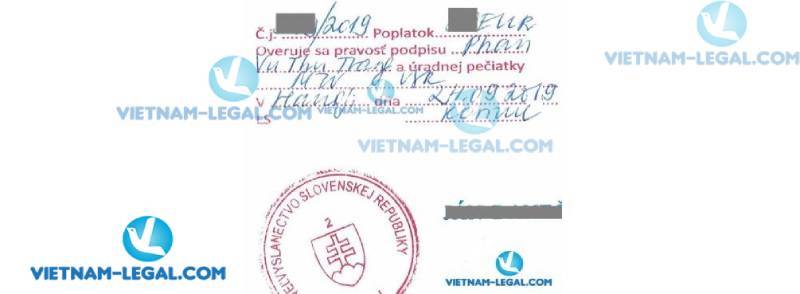 Legalization Result of Vietnamese Police Certificate for use in Slovakia September 2019