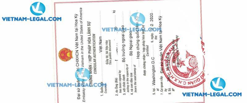 Legalization Result of the US Company Document for use in Vietnam on 03 02 2020