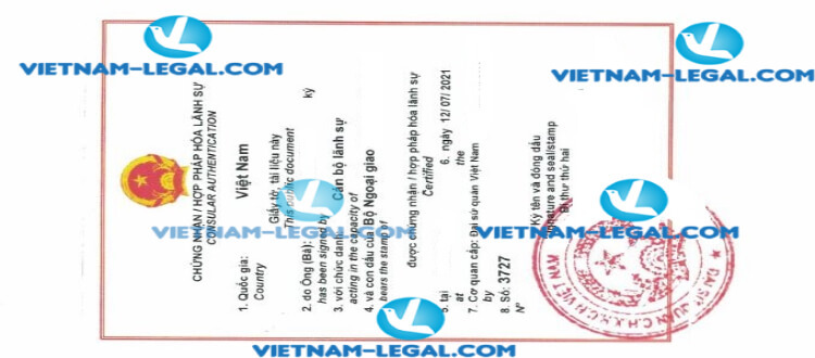 Result of Incumbency issued in British Virgin Island for use in Vietnam on 12 07 2021