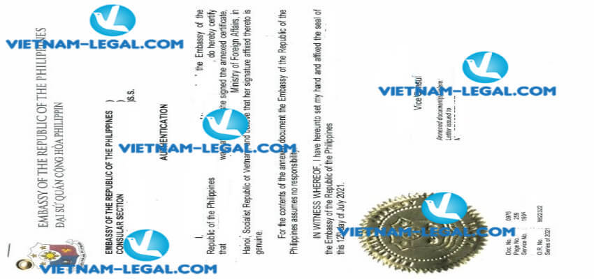 Result of Offer Letter issued in Philippines for use in Vietnam on 12 07 2021