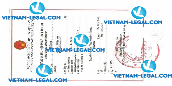 Result of the Police Check issued in Japan for use in Vietnam on 19 08 2021