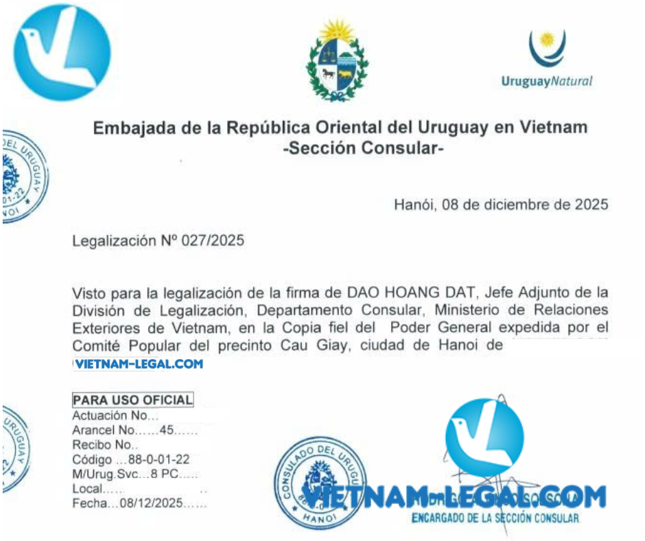Thư ủy quyền VN dùng tại Uruguay 08 12