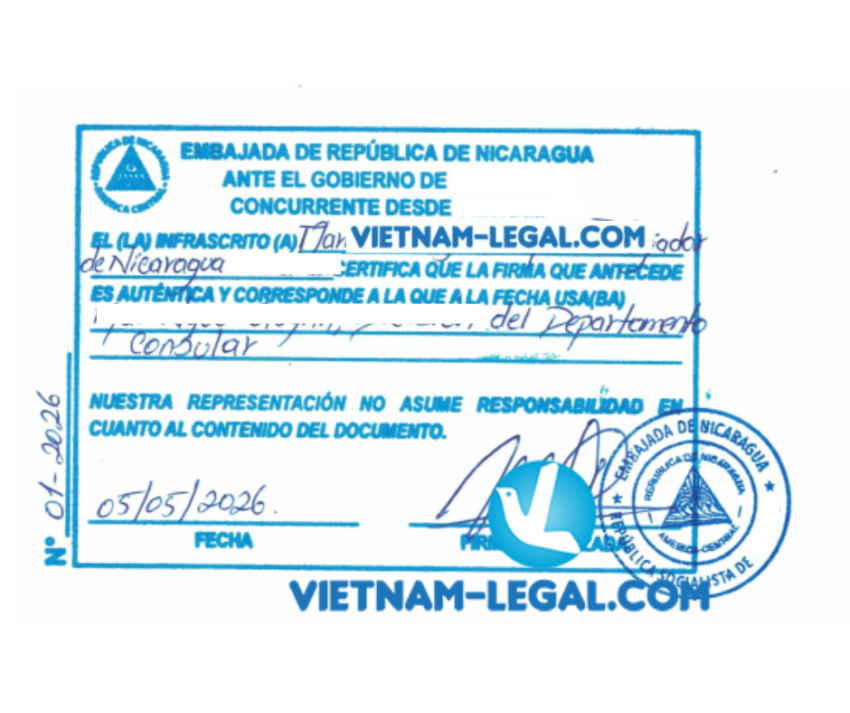 Giấy chứng nhận sản xuất VN Nicaragua 05 05 26
