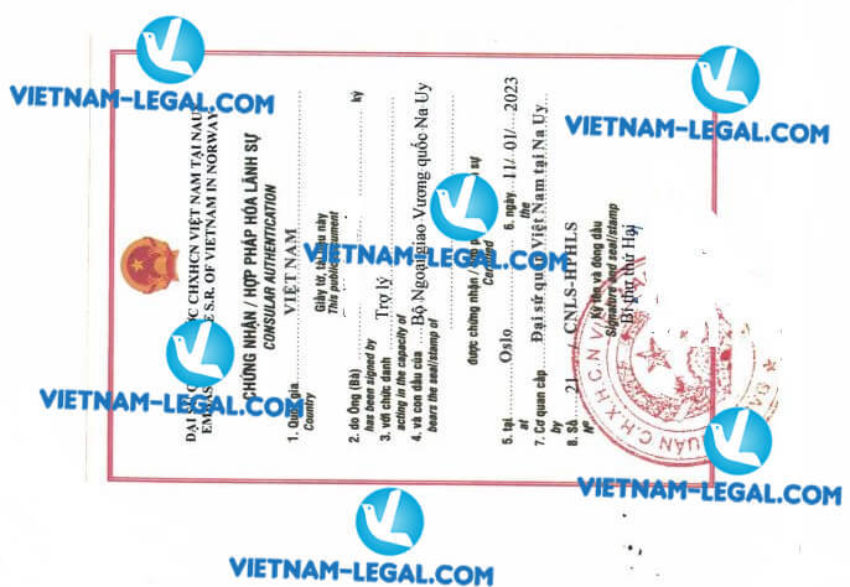 Kết quả hợp pháp hóa Giấy Li hôn cấp tại Na Uy sử dụng tại Việt Nam ngày 11 1 2023