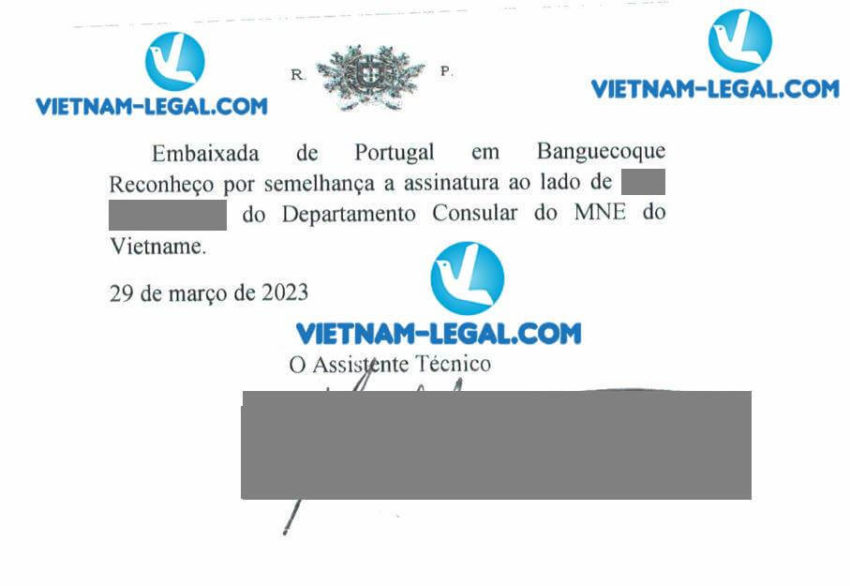 Kết quả hợp pháp hóa Giấy khai sinh Việt Nam sử dụng tại Bồ Đào Nha ngày 29 3 2023