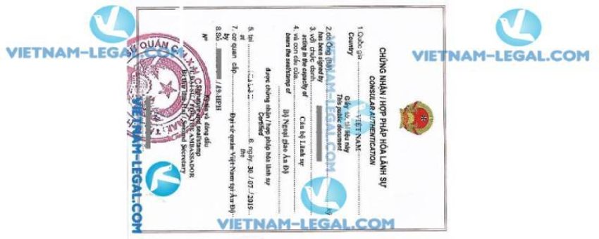 Legalization Result of India Document for use in Vietnam July 2019