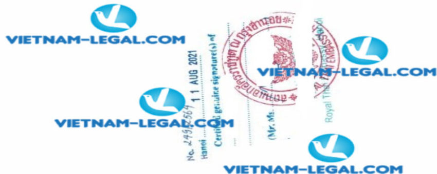Result of Confirmation of Amount of Tax and Fines Paid to State Budget by Taxpayer no 249 issued in Vietnam for use in Thailand on 11 08 2021