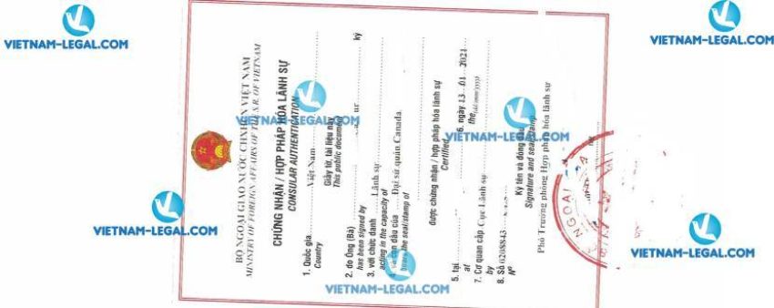 Result of University Degree issued in Canada for use in Vietnam on 13 01 2021