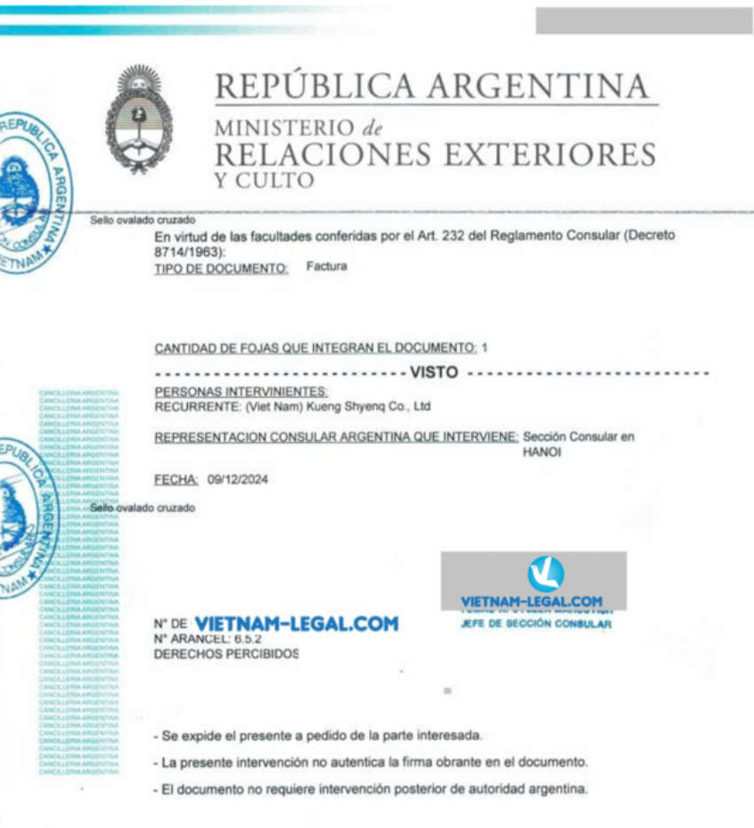 Tài liệu VN Hóa đơn thương mại sử dụng ở Argentina