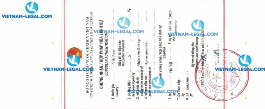 Legalization Result of Bachelor Degree issued in Australia for use in Vietnam on 10 06 2020