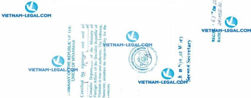 Legalization Result of Certificate of Free Sale CFS issued in Vietnam for use in Myanmar on 24 11 2020