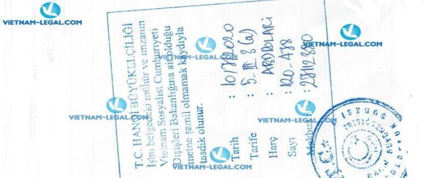 Legalization Result of Exporter Registry Form in Vietnam use in Turkey No 477 on 10 07 2020