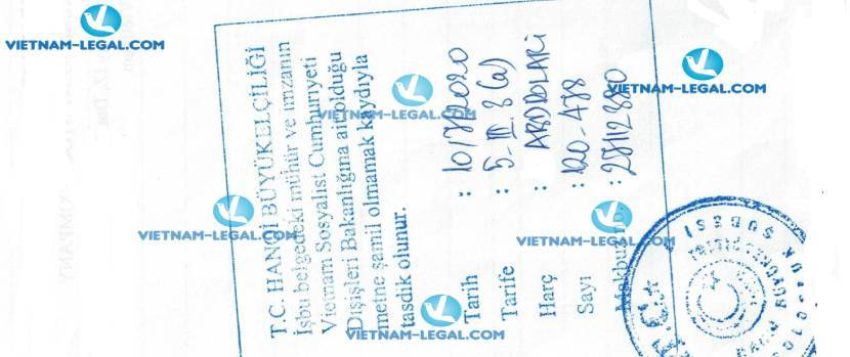 Legalization Result of Exporter Registry Form in Vietnam use in Turkey No 478 on 10 07 2020