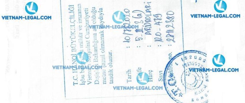 Legalization Result of Exporter Registry Form in Vietnam use in Turkey No 479 on 10 07 2020