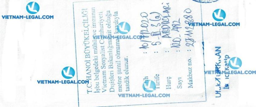 Legalization Result of Exporter Registry Form in Vietnam use in Turkey No 482 on 10 07 2020