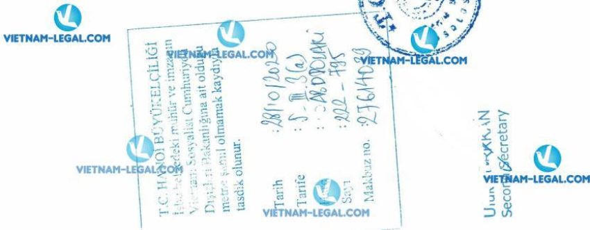 Legalization Result of Exporter Registry Form in Vietnam use in Turkey No 795 on 28 10 2020