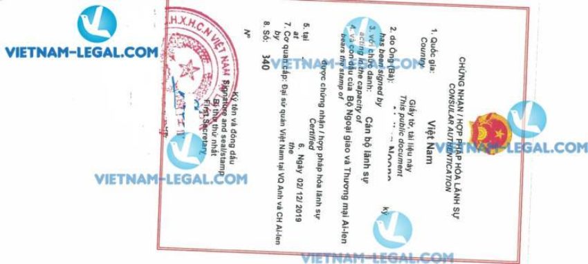 Legalization Result of Ireland Power of Attorney for use in Vietnam 2nd December 2019