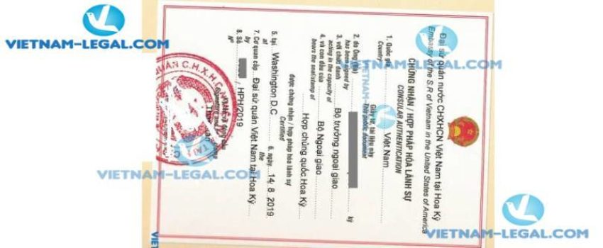 Legalization Result of US Document for use in Vietnam August 2019