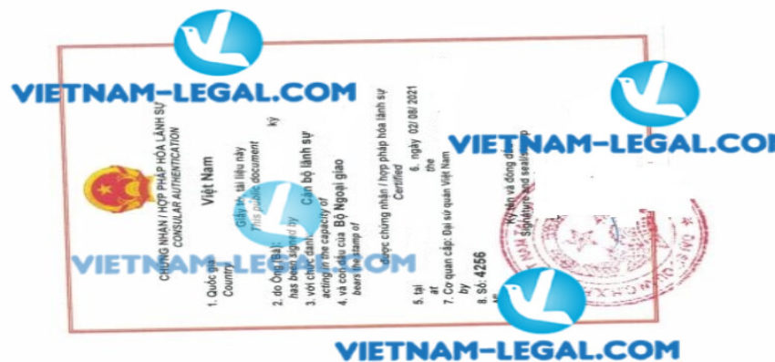 Legalization result of 1 set of 4 documents issued in Samoa for use in Vietnam on 2 8 2021