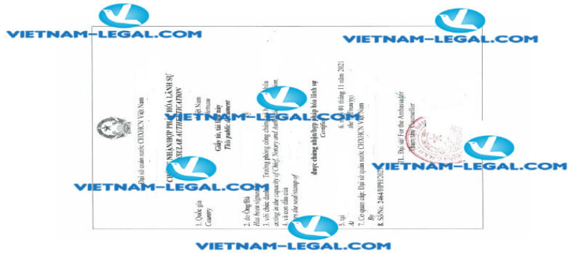 Legalization result of Bank Statement issued in the USA for use in Vietnam on 28 10 2021