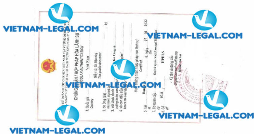 Legalization result of Experience Certificate issued in Thailand for use in Vietnam on 07 01 2022