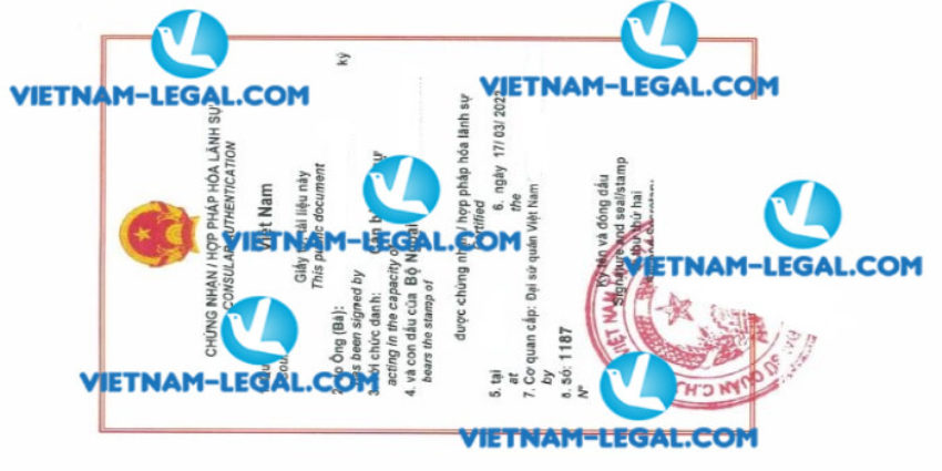 Legalization result of Set of Company document issued in Samoa for use in Vietnam on 17 3 2022