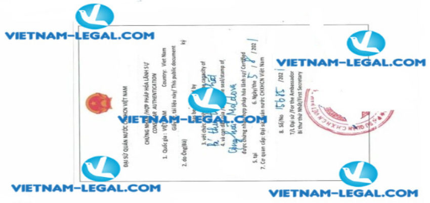 Result of Certificate of Civil Status issued in Moldova for use in Vietnam on 05 08 2021