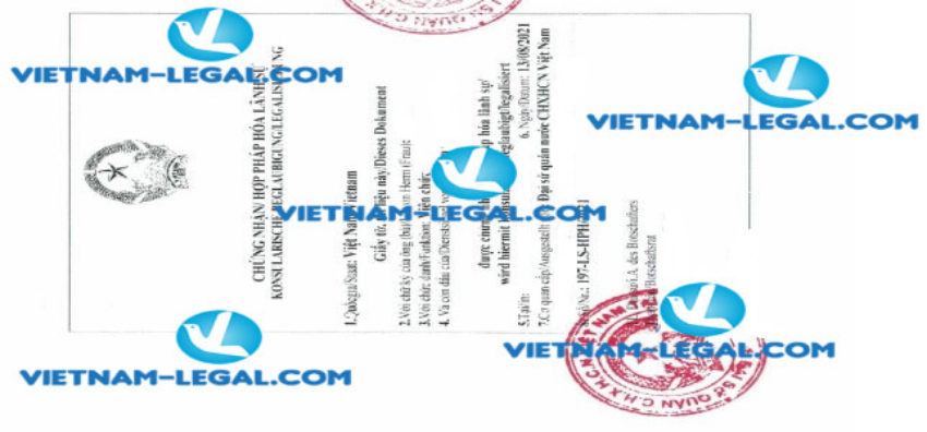 Result of Certificate of Eligibility to Provide Warranty issued in Germany for use in Vietnam on 13 08 2021