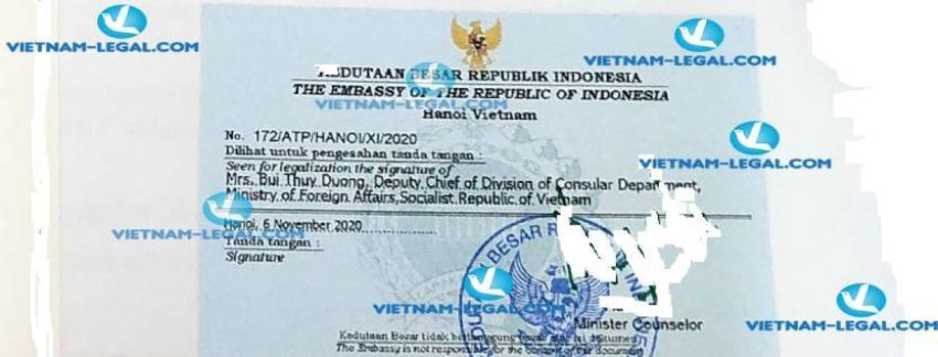 Result of Certificate of Free Sales CFS in Vietnam for use in Indonesia on 06 11 2020